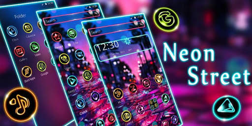 Neon Shiny Street Night Theme🌃 screenshot 4
