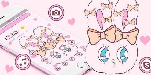 Cartoon Pink Bow Rabbit Theme🐰 screenshot 4