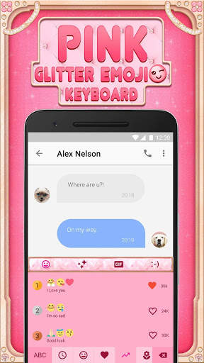 Pink Glitter Emoji Keyboard Theme for Whatsapp screenshot 2