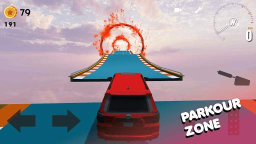 Mega rampa: skyblock parkour car jump stunts & run screenshot 2