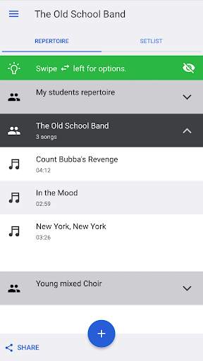 band music setlist screenshot 2