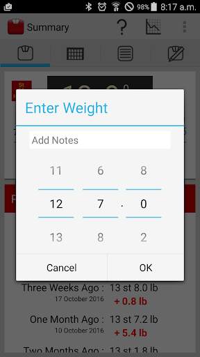 Weight Tracker "Weigh My Diet" screenshot 2