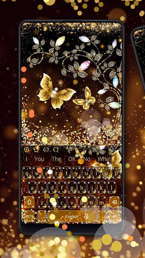Golden Butterfly Glitter Keyboard скриншот 1