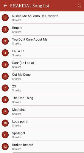All Shakira Songs Lyrics 2 تصوير الشاشة