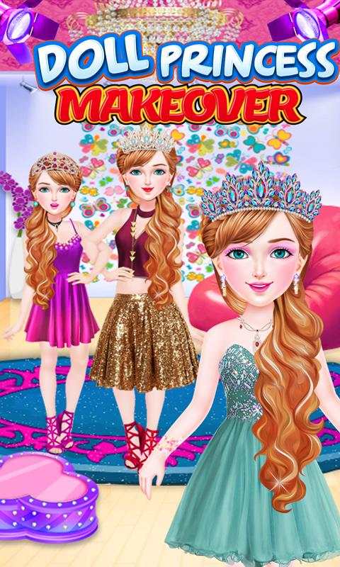 Doll Princess Makeover - Girls free makeup game screenshot 1