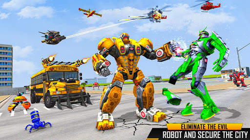 Army Bus Robot Shooting Games: Flying Bus Games screenshot 4