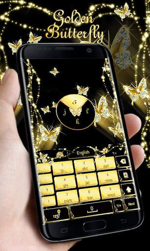 Golden Butterfly GO Keyboard Theme स्क्रीनशॉट 3