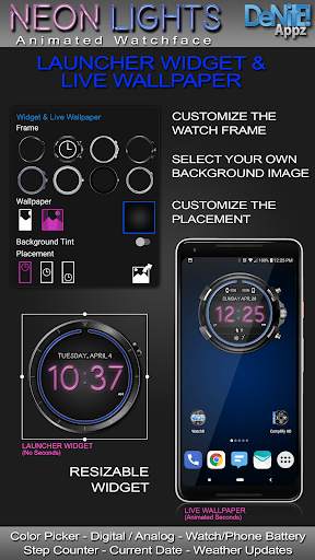 Neon Lights HD Watch Face Widget & Live Wallpaper screenshot 2