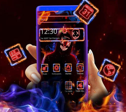 Neon Fire Smoke Mask Theme screenshot 3