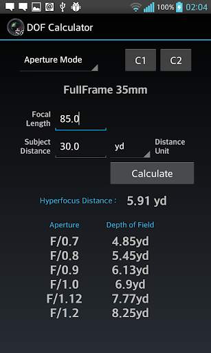 DOF Calculator screenshot 3