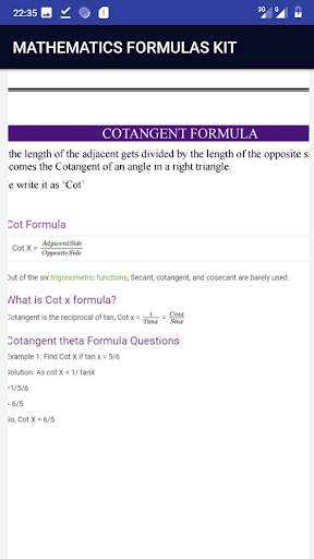 Mathematics Formulas Kit  Examples screenshot 5