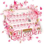 Pink beautiful peach flower keyboard theme 10001003