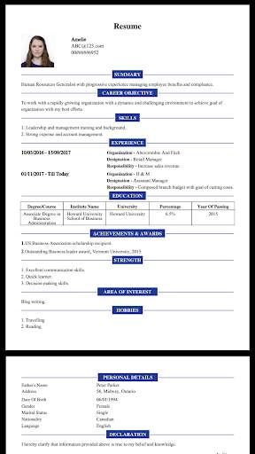 Easy CV Maker Resume Builder Free PDF Templates screenshot 3