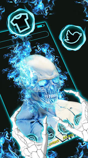 Fire, Blue, Skull Themes, Live Wallpaper screenshot 3