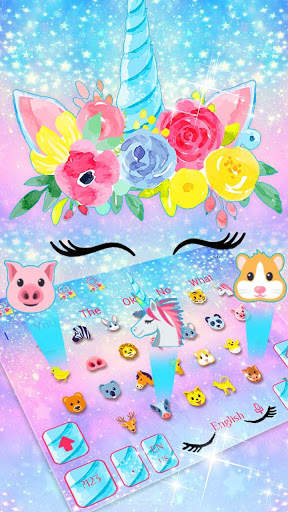 Cute Flower Unicorn Keyboard Theme screenshot 3