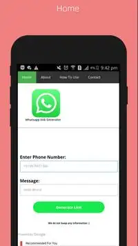 Whatsapp link generator screenshot 1