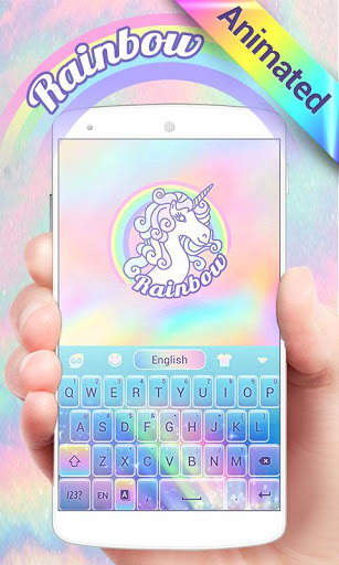 Rainbow Unicorn GO Keyboard Animated Theme screenshot 1