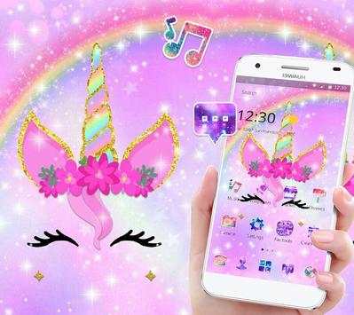 Glitter Rainbow Colorful Cartoon Unicorn Theme screenshot 3