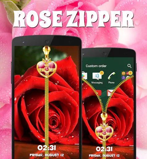 Rose Zipper Lock Screen screenshot 4