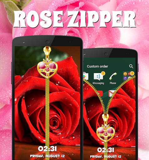 Rose Zipper Lock Screen screenshot 4