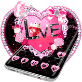 Pink Love Heart Diamond Gravity Theme icon