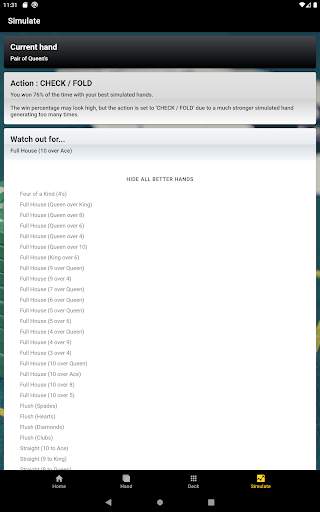 Poker Odds Emulator Lite screenshot 9