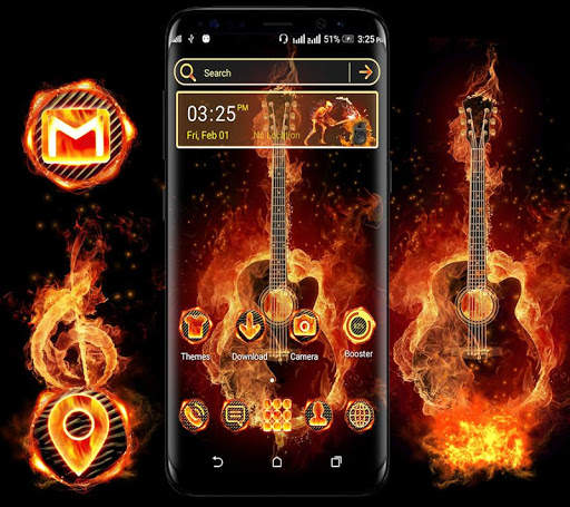 Fire Guitar Launcher Theme screenshot 1