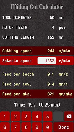 Milling Cut Calculator 5 تصوير الشاشة