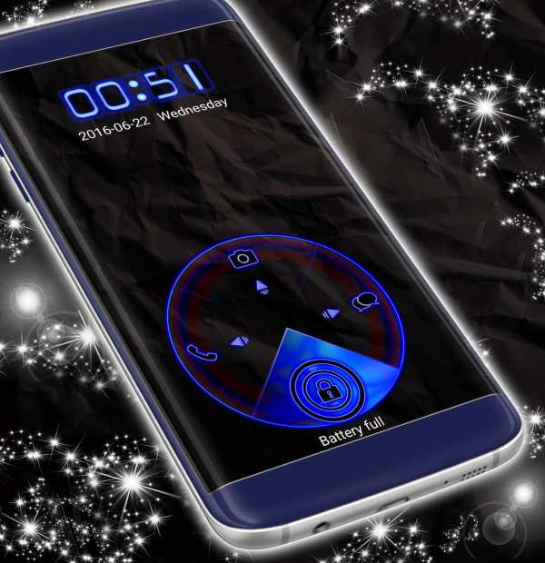 Blue Neon Lockscreen Theme 5 تصوير الشاشة
