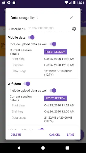IDM Mobile data usage limit plugin screenshot 1