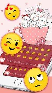 Cute Pink Anime  Bunny Keyboard 3 تصوير الشاشة