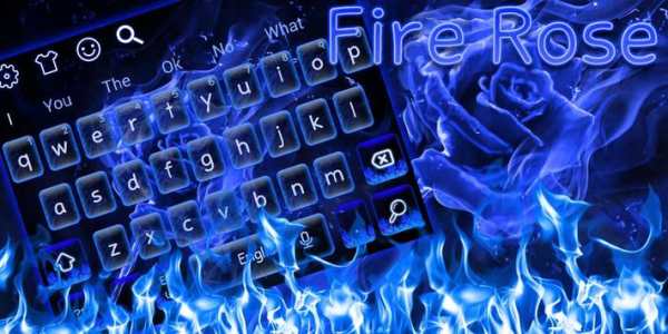 Blue Flaming Fire Rose keyboard Theme скриншот 4