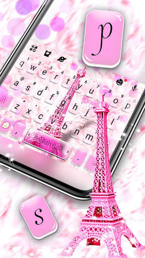 Pink Paris Tower Keyboard Tema screenshot 2