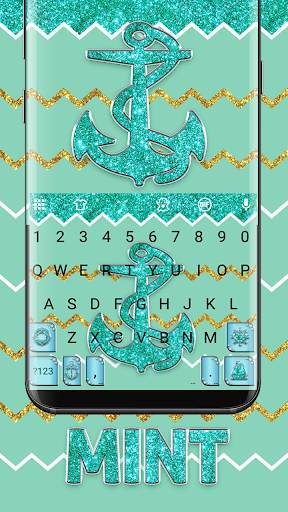Mint Green Glitter Emoji Keyboard Wallpaper screenshot 1