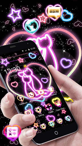 Neon Kitty Wallpaper Pink Shiny Cat Theme screenshot 1