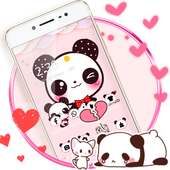 Pink Cute Panda Lovely Theme on 9Apps
