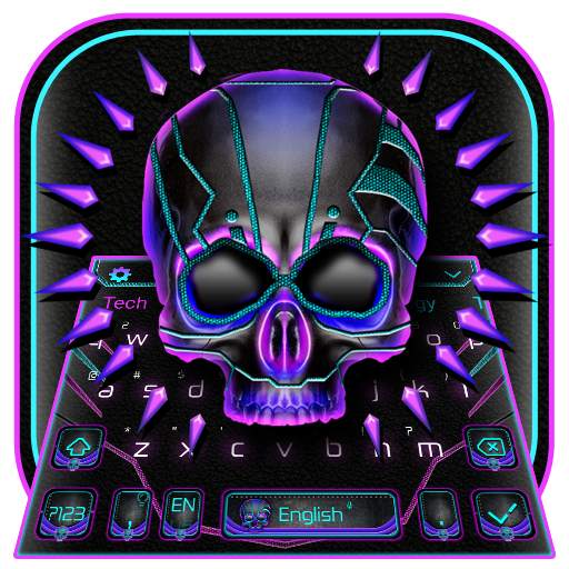 Neon Violet Tech Skull Keyboard 10001002