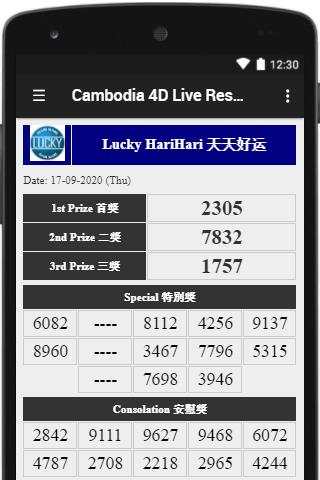 Cambodia 4D Live Results screenshot 3