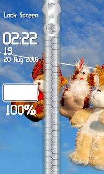 Teddy Bear Zipper Lock Screen screenshot 4