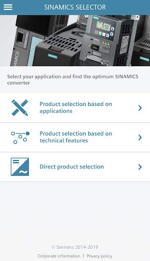 SINAMICS SELECTOR screenshot 2