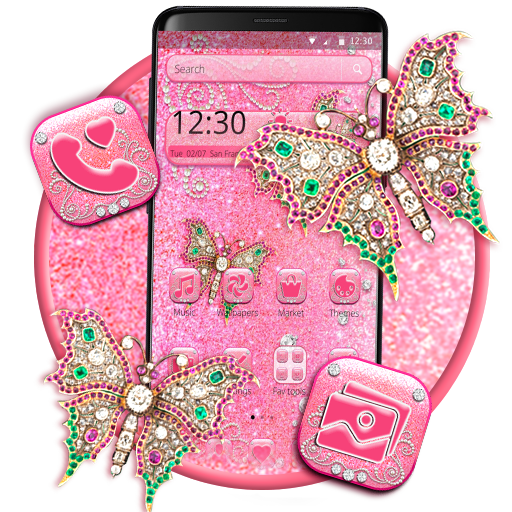 Pink Diamond Butterfly Theme icon