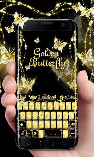 Golden Butterfly GO Keyboard Theme स्क्रीनशॉट 1