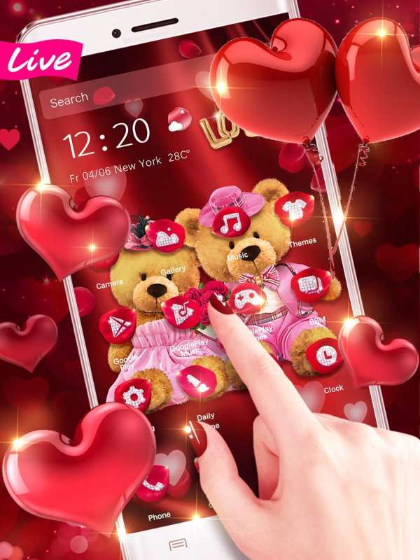 3D Love Bear Couple Theme screenshot 4