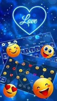 Neon Blue Love Heart Keyboard Theme screenshot 3