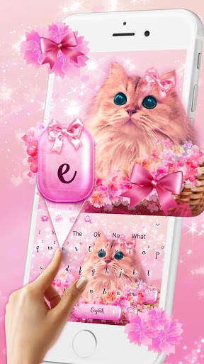 Cute Pink Kitty Love Keyboard Theme screenshot 2