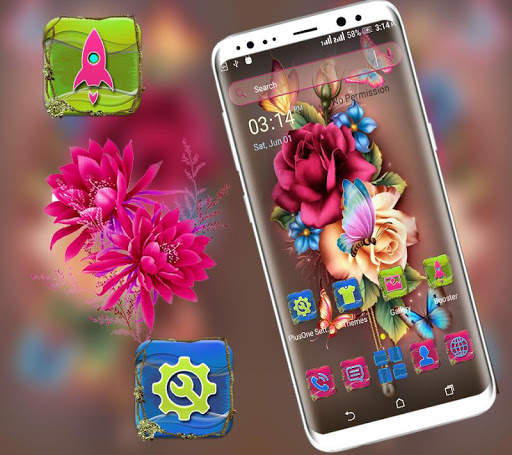 Rose Butterfly Launcher Theme screenshot 3