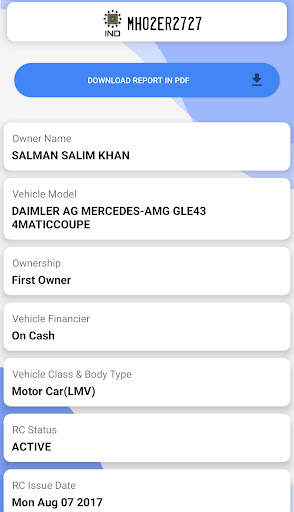 Vehicle Owner Information App screenshot 2