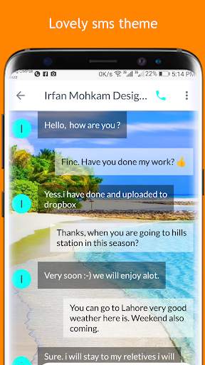 Beach SMS Theme screenshot 2