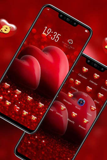 Red shining 3d theme effect love Galaxy M20 screenshot 2