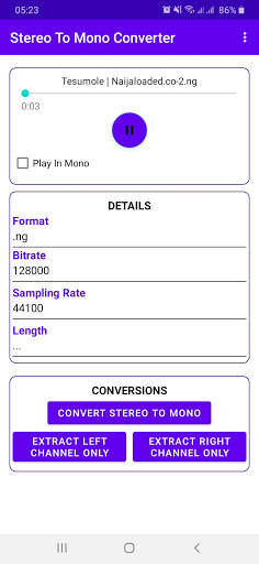 Stereo To Mono Converter -Left Right Channel स्क्रीनशॉट 3